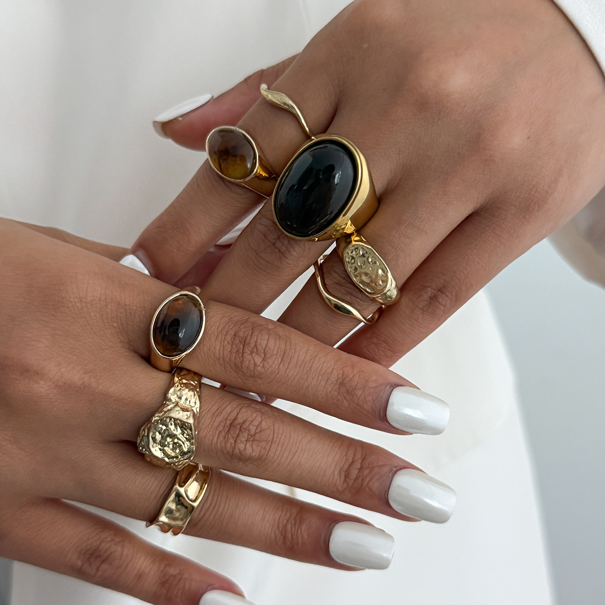 8 pçs/set vintage âmbar strass - Vintage Punk Knuckle Rings Set avaliação e preço
