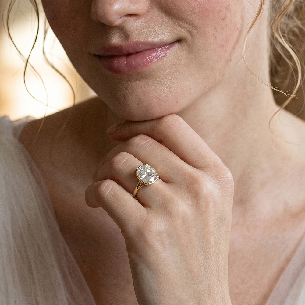 Anel de Moissanite Quadrado de - Moissanite Engagement Ring 1 Carat avaliação e preço