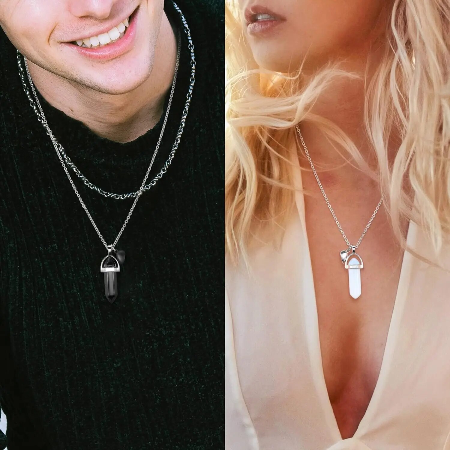 Colares de Amizade em Cristal  - Magnetic Couple Matching Necklaces avaliação e preço