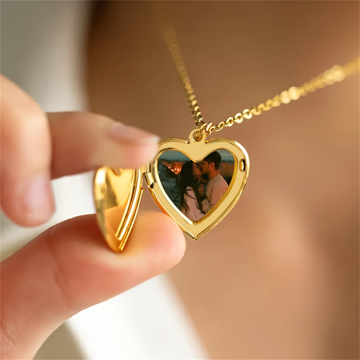 Personalizado 1/2 imagem coraç - Heart Locket Necklace Photo avaliação e preço