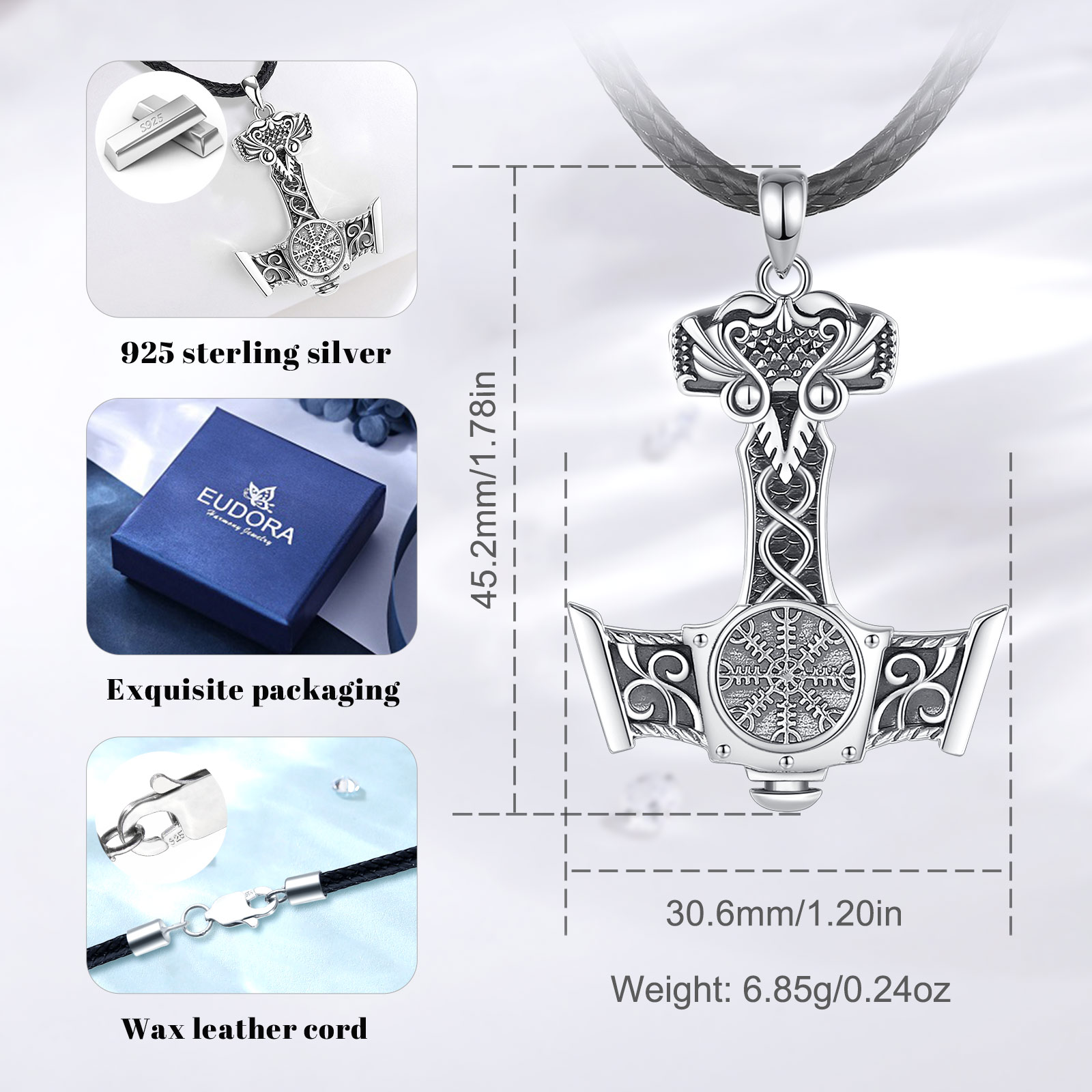Eudora 925 prata esterlina nór - 925 Sterling Silver Chain Necklace Men avaliação e preço