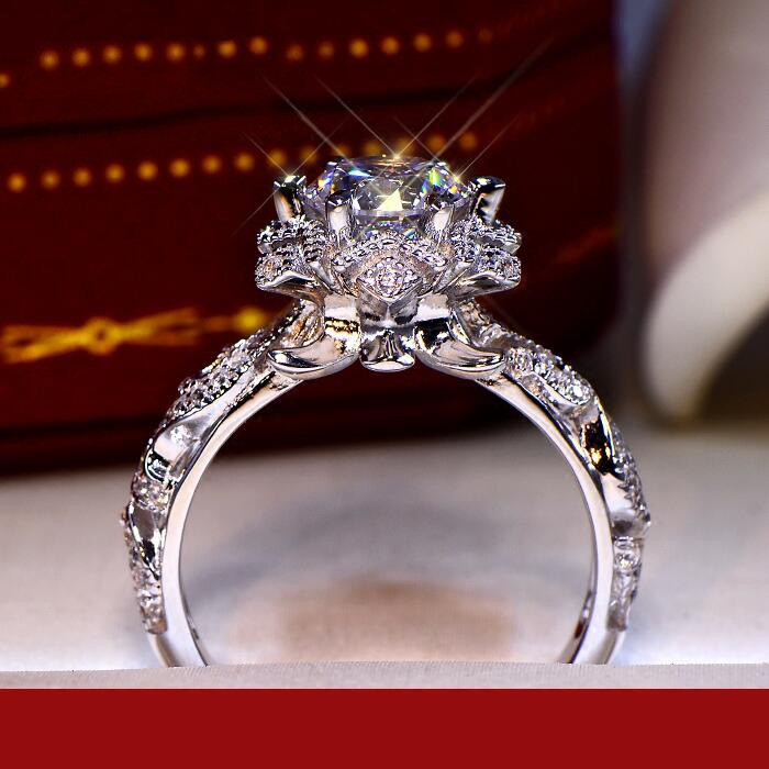 Anel de Prata Esterlina S925 c - Moissanite Engagement Ring 1 Carat avaliação e preço
