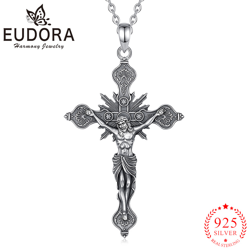 Eudora novo crucifixo cruz col - 925 Sterling Silver Chain Necklace Men avaliação e preço