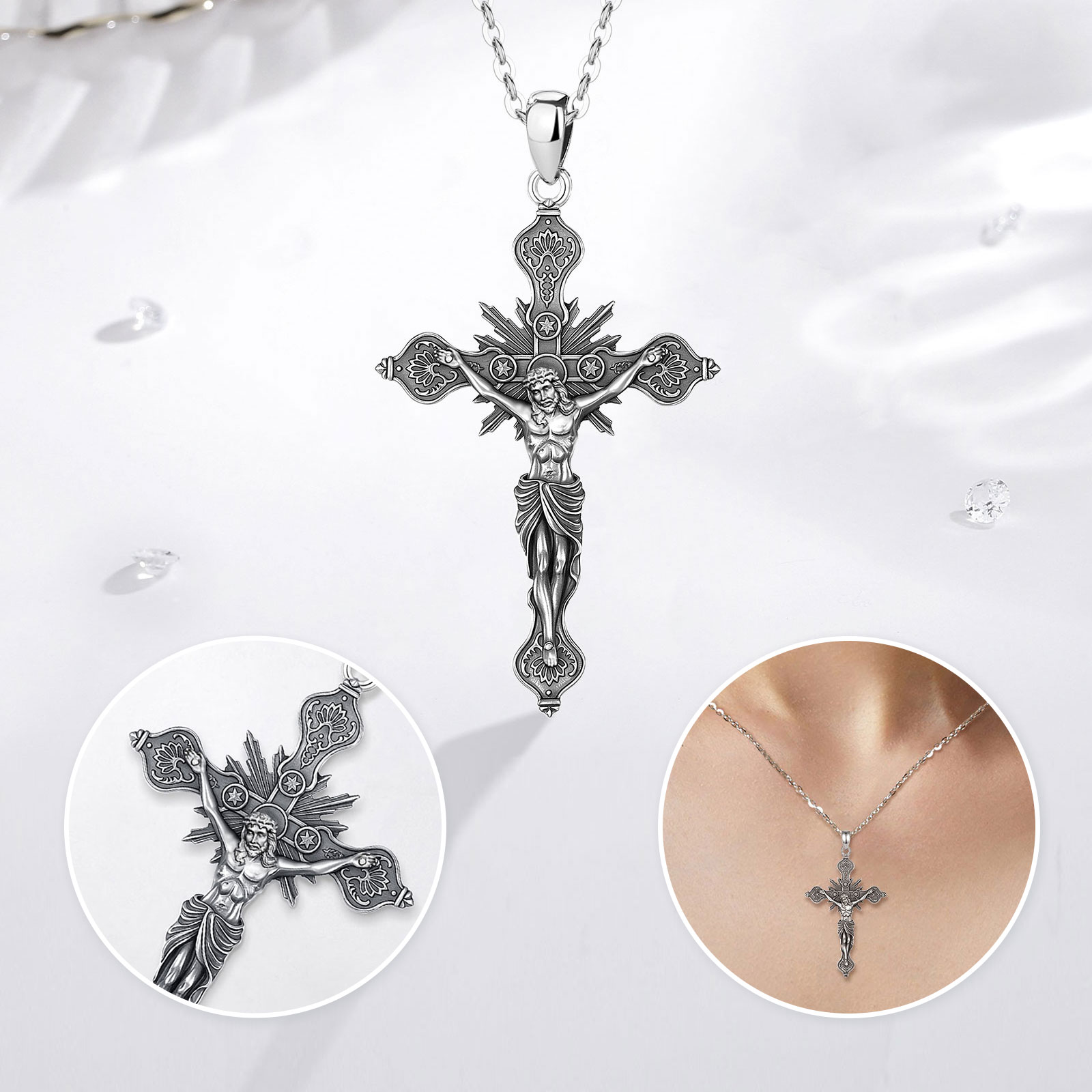 Eudora novo crucifixo cruz col - 925 Sterling Silver Chain Necklace Men avaliação e preço