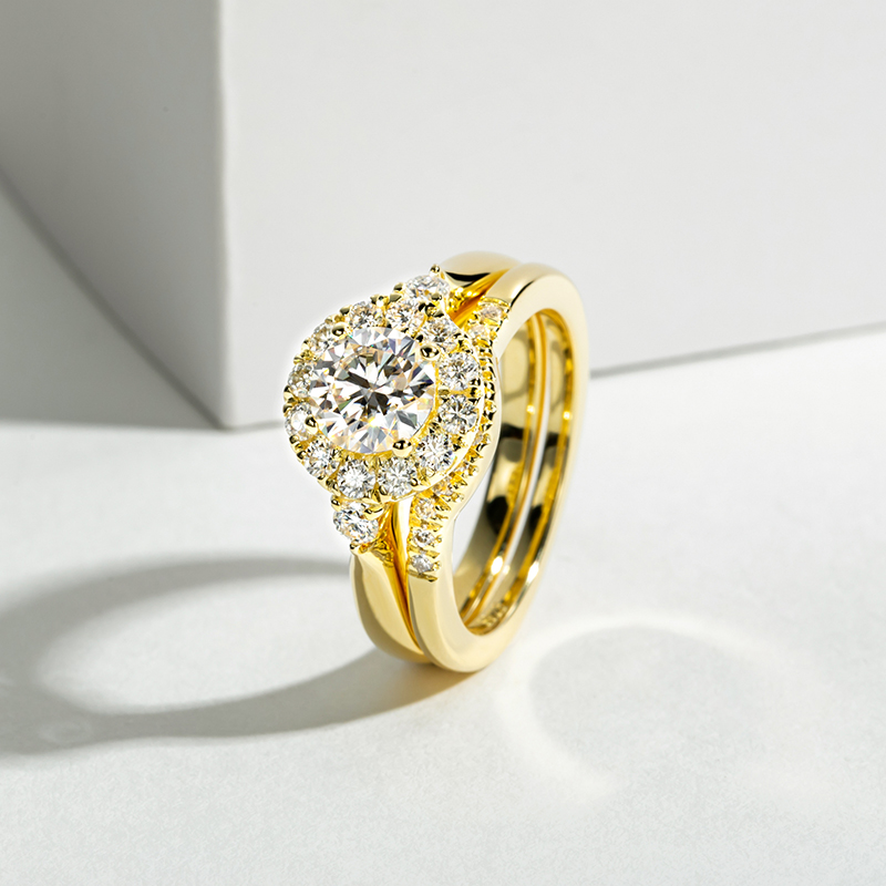 Conjunto de anel de noivado co - Moissanite Engagement Ring 1 Carat avaliação e preço