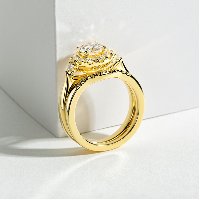 Conjunto de anel de noivado co - Moissanite Engagement Ring 1 Carat avaliação e preço