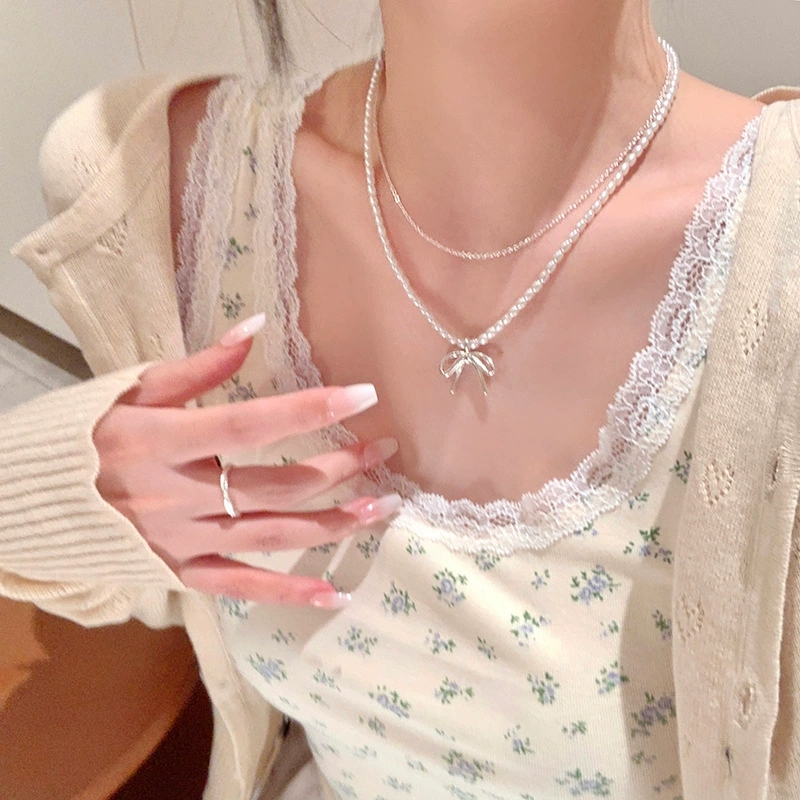 Colar choker de corrente dupla - Pearl Choker Necklace Vintage avaliação e preço