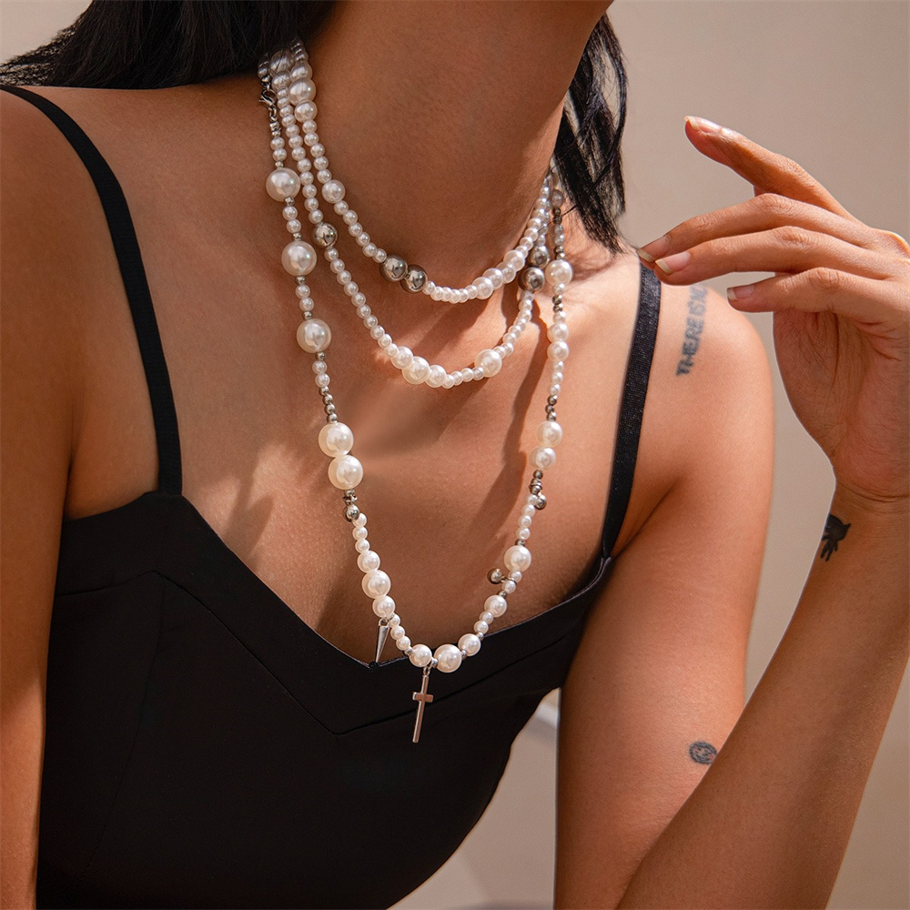Colar de corrente pérola para  - Layered Pendant Necklace Aesthetic avaliação e preço