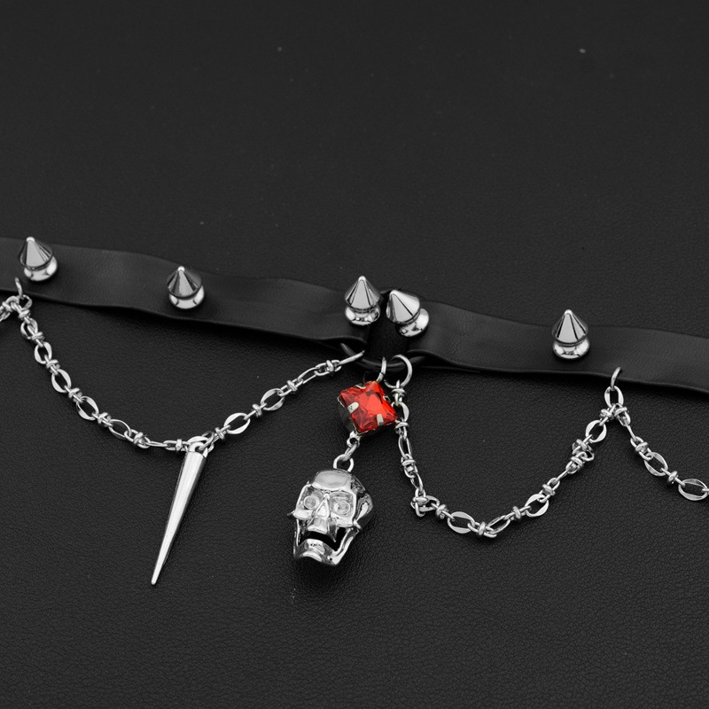 Gargantilha de couro com cavei - Goth Punk Spike Choker avaliação e preço