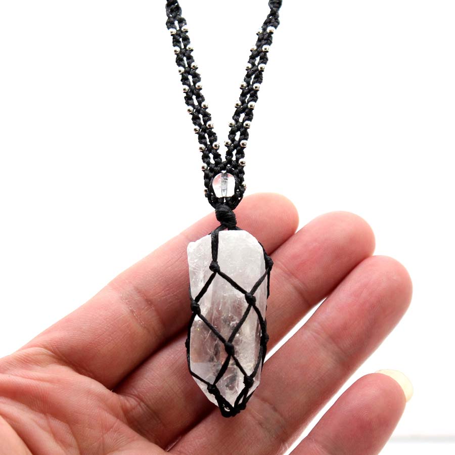 Cristal de quartzo macrame tra - Crystal Pendant Necklace Natural Stone avaliação e preço