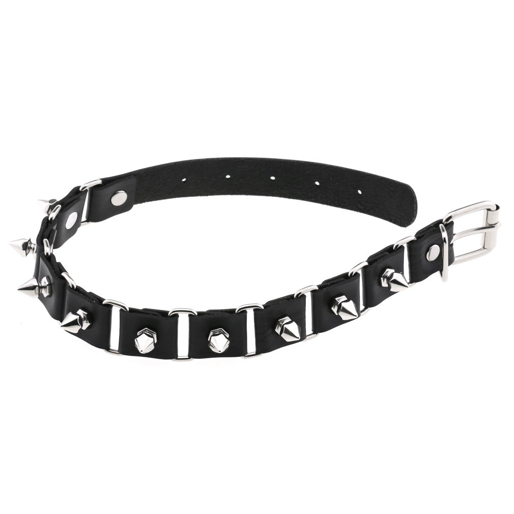 Coração de couro preto gargant - Goth Punk Spike Choker avaliação e preço