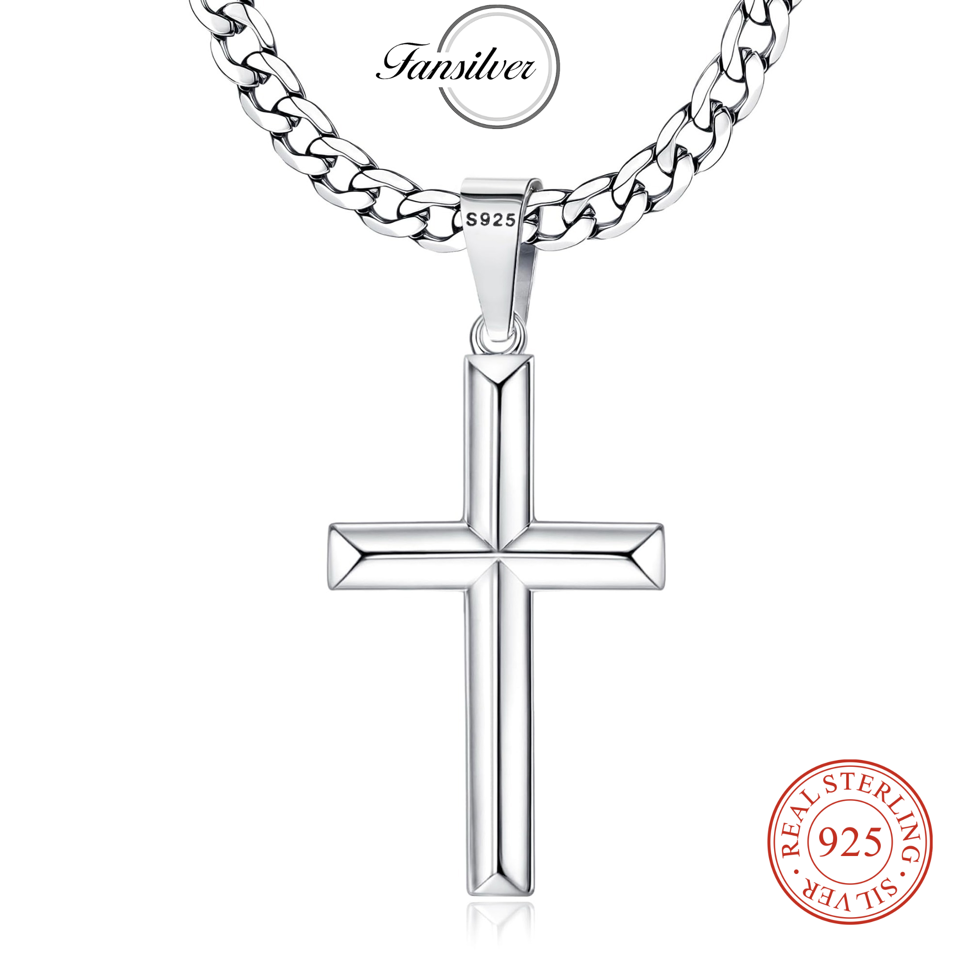 Fansilver 925 prata esterlina  - 925 Sterling Silver Chain Necklace Men avaliação e preço