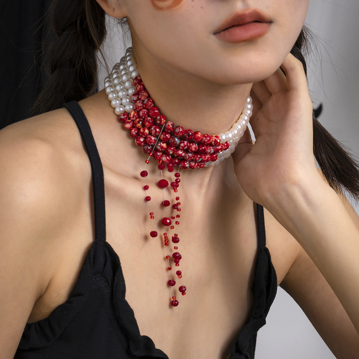 Multicamadas colar pingente de - Pearl Choker Necklace Vintage avaliação e preço