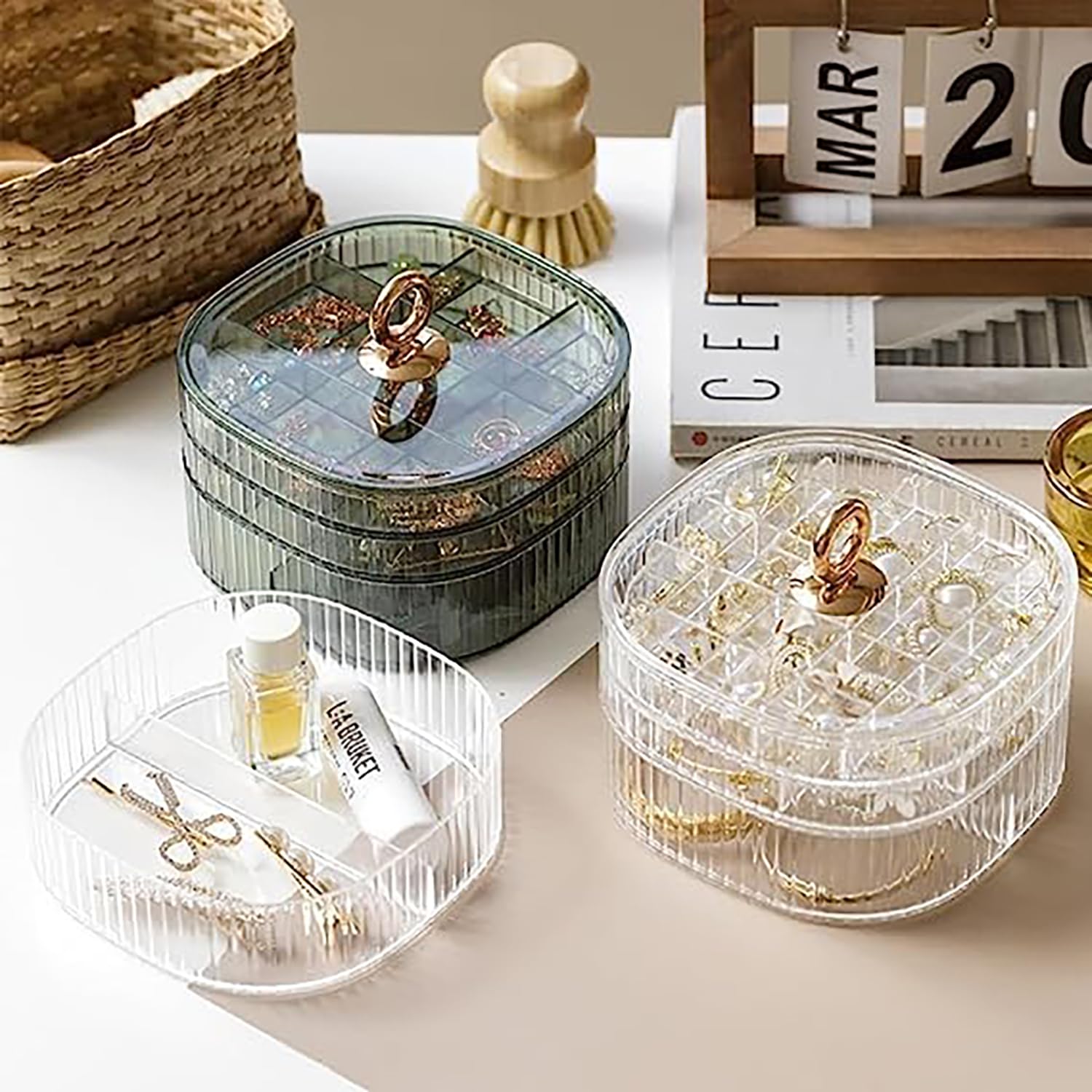 Caixa de joias transparente, c - Earrings avaliação e preço
