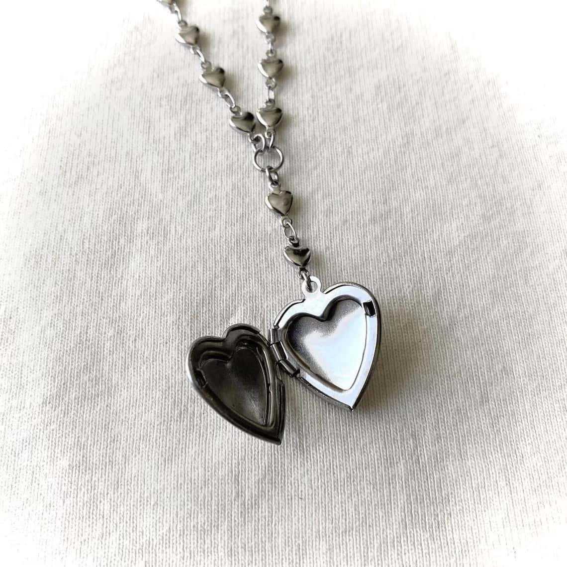 Colar de corrente de lariat de - Heart Locket Necklace Photo avaliação e preço