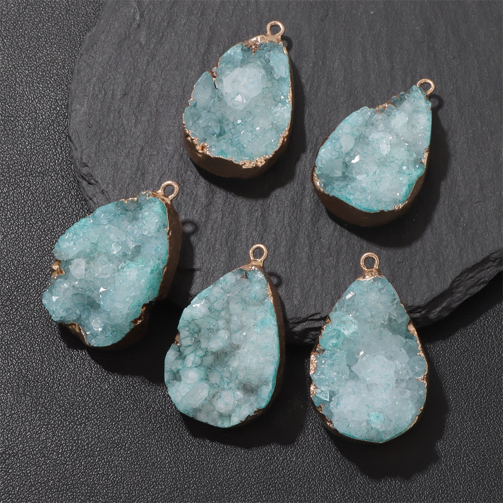 Pingente de geodo de ágata nat - Crystal Pendant Necklace Natural Stone avaliação e preço