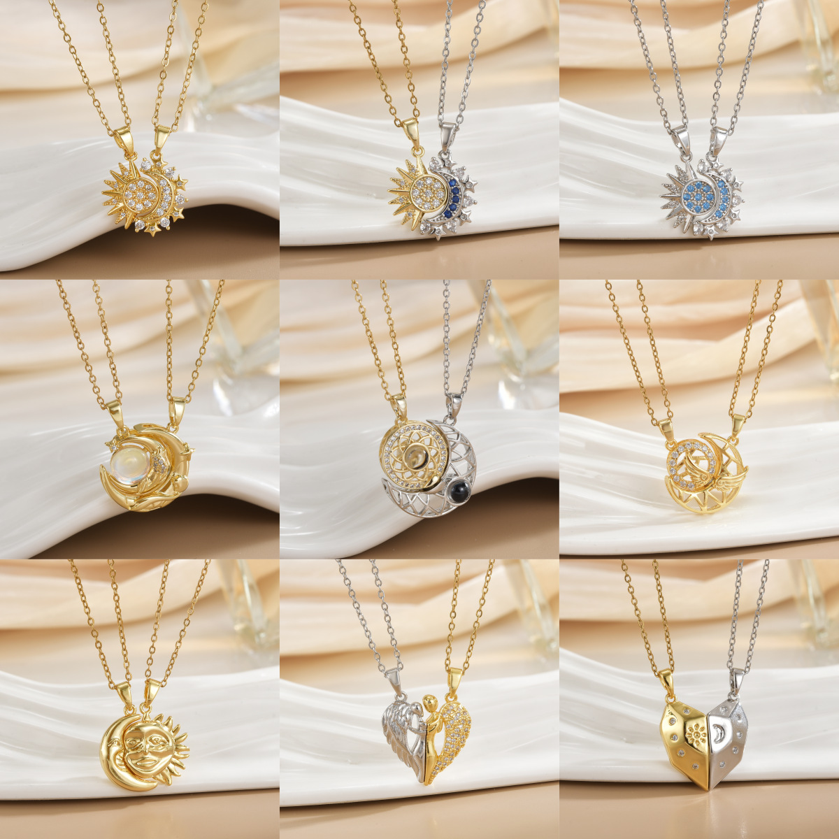 Casais colares magnéticos sol  - Magnetic Couple Matching Necklaces avaliação e preço