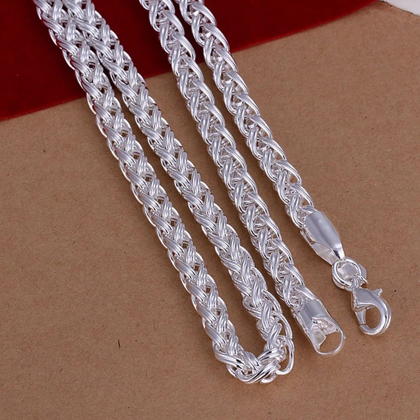 50cm 925 prata esterlina 6mm c - 925 Sterling Silver Chain Necklace Men avaliação e preço