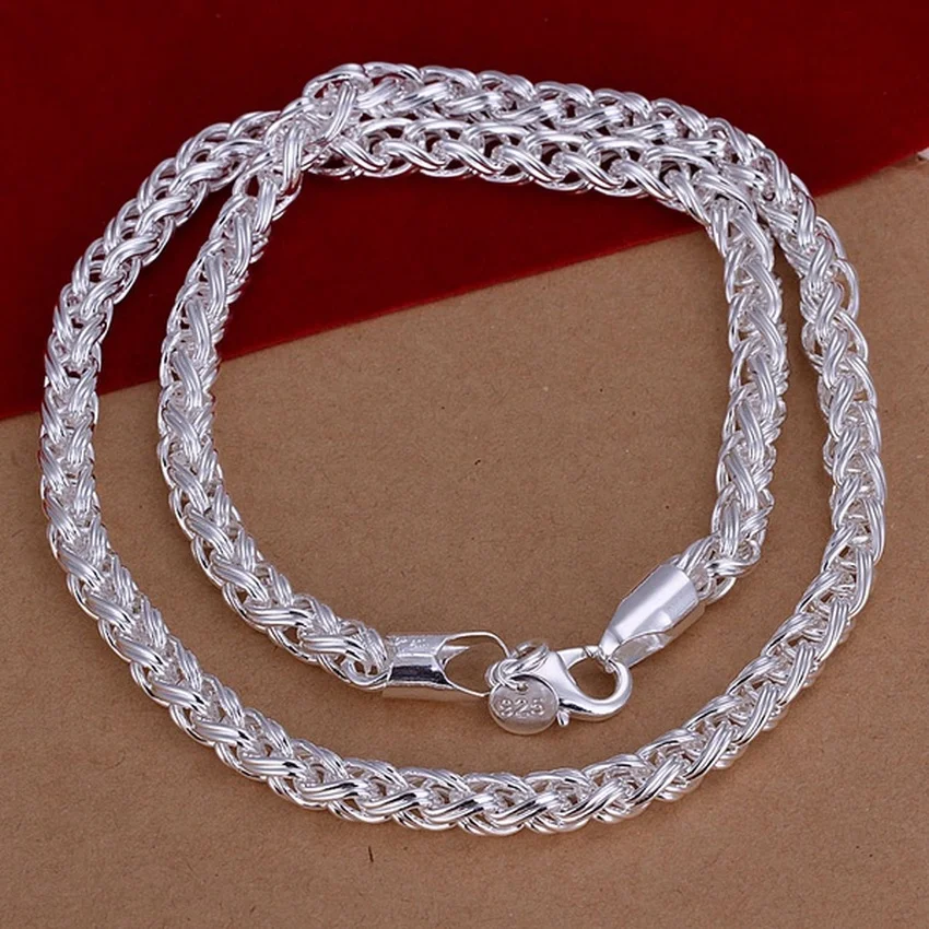 50cm 925 prata esterlina 6mm c - 925 Sterling Silver Chain Necklace Men avaliação e preço