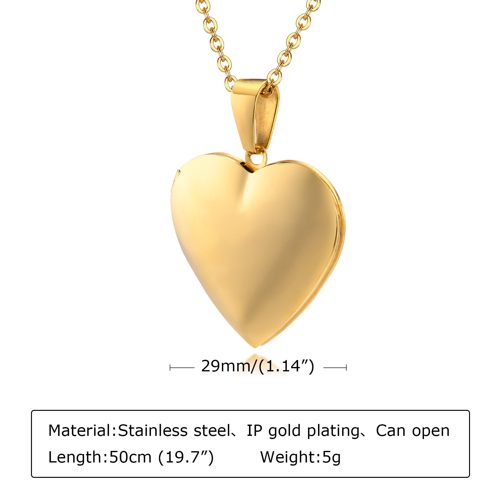 Jóias de aço inoxidável coraçã - Heart Locket Necklace Photo avaliação e preço