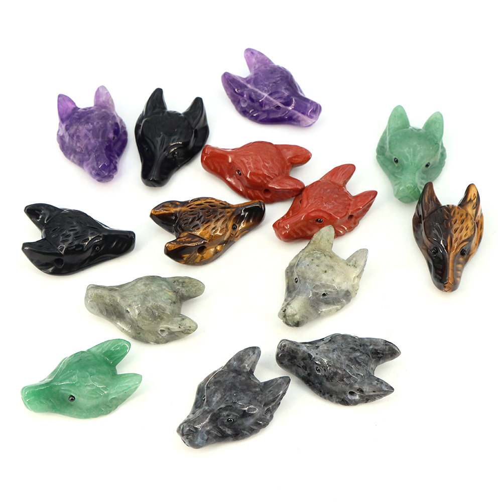 40mm cabeça de lobo pingente d - Crystal Pendant Necklace Natural Stone avaliação e preço
