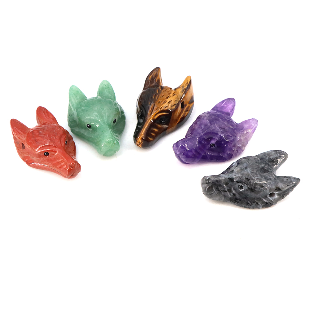 40mm cabeça de lobo pingente d - Crystal Pendant Necklace Natural Stone avaliação e preço