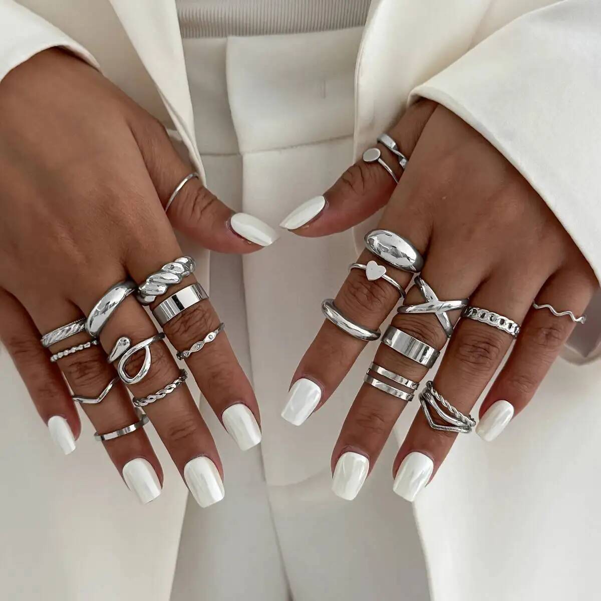 Kunjoe 24 pçs/set na moda geom - Vintage Punk Knuckle Rings Set avaliação e preço