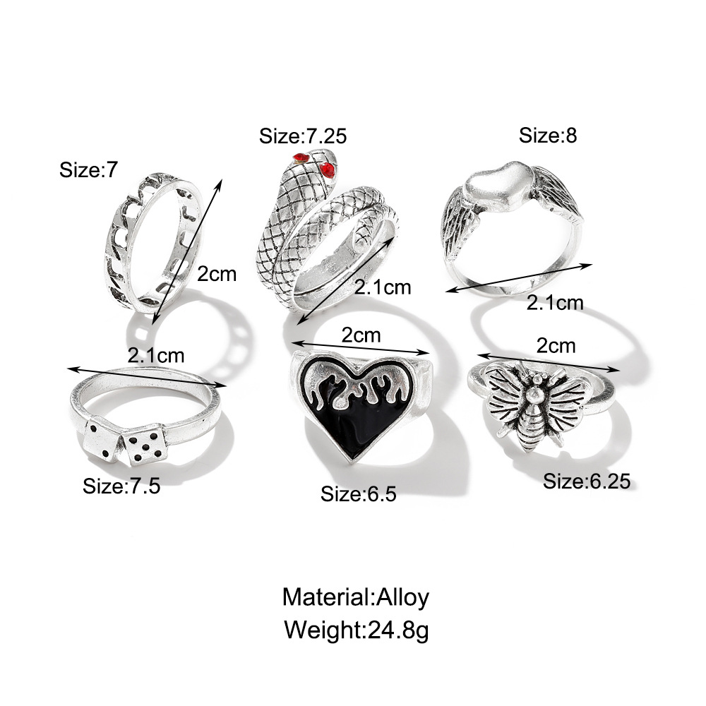 Conjunto de 6 anéis vintage pu - Vintage Punk Knuckle Rings Set avaliação e preço