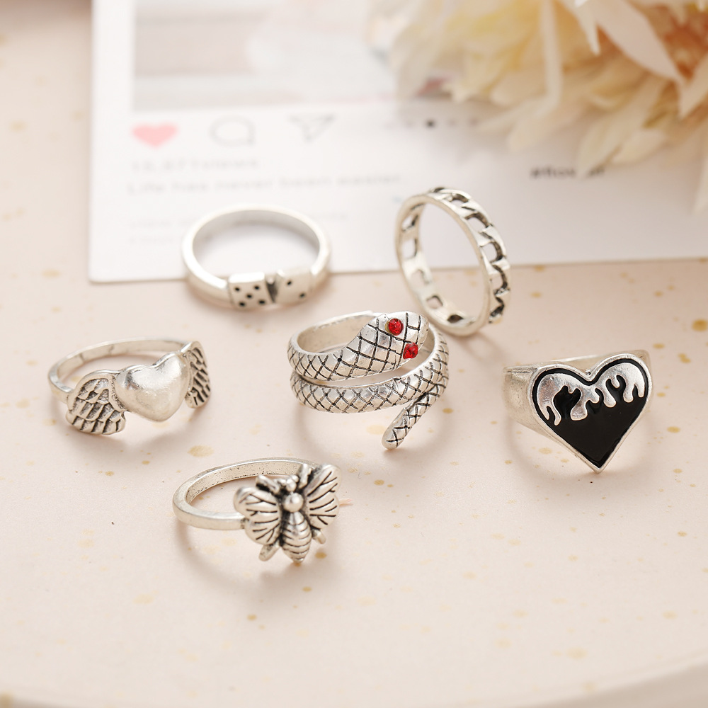 Conjunto de 6 anéis vintage pu - Vintage Punk Knuckle Rings Set avaliação e preço