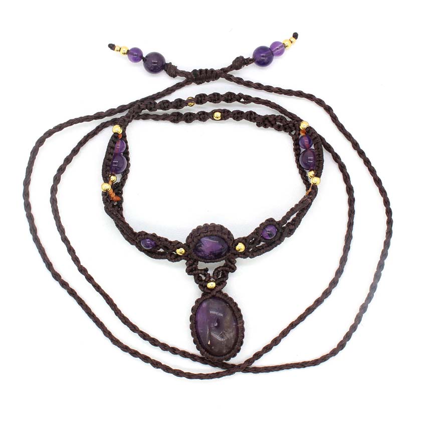Cristal trançado macrame pedra - Crystal Pendant Necklace Natural Stone avaliação e preço