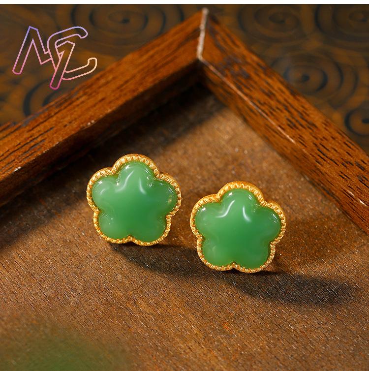 Brincos de trevo de jade natur - Earrings avaliação e preço