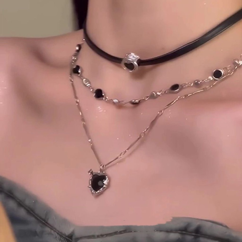 Y2k gótico amor coração pingen - Layered Pendant Necklace Aesthetic avaliação e preço