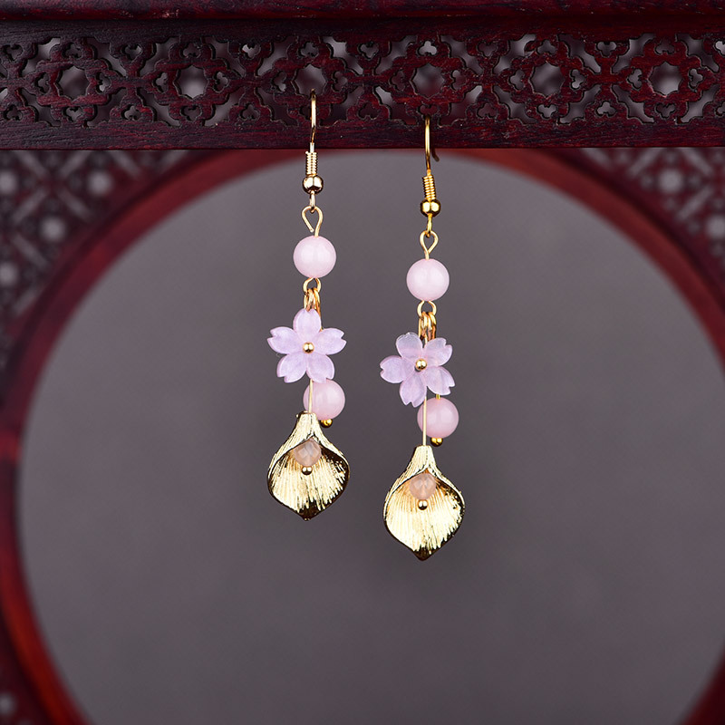 Rosa natural jade flor brincos - Earrings avaliação e preço