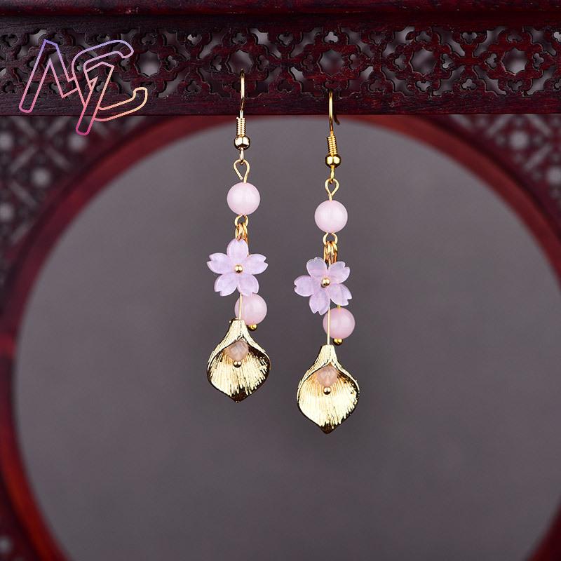 Rosa natural jade flor brincos - Earrings avaliação e preço