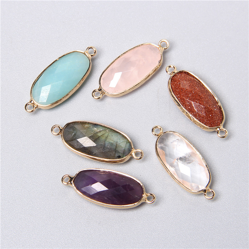 2 pçs 10x26mm natural duplo la - Crystal Pendant Necklace Natural Stone avaliação e preço
