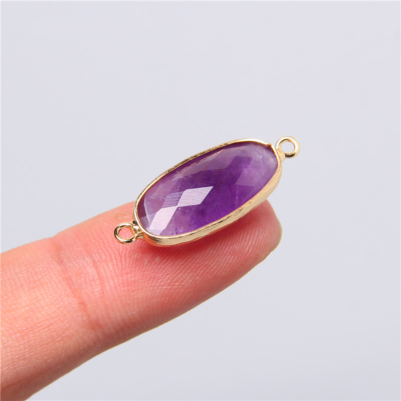 2 pçs 10x26mm natural duplo la - Crystal Pendant Necklace Natural Stone avaliação e preço