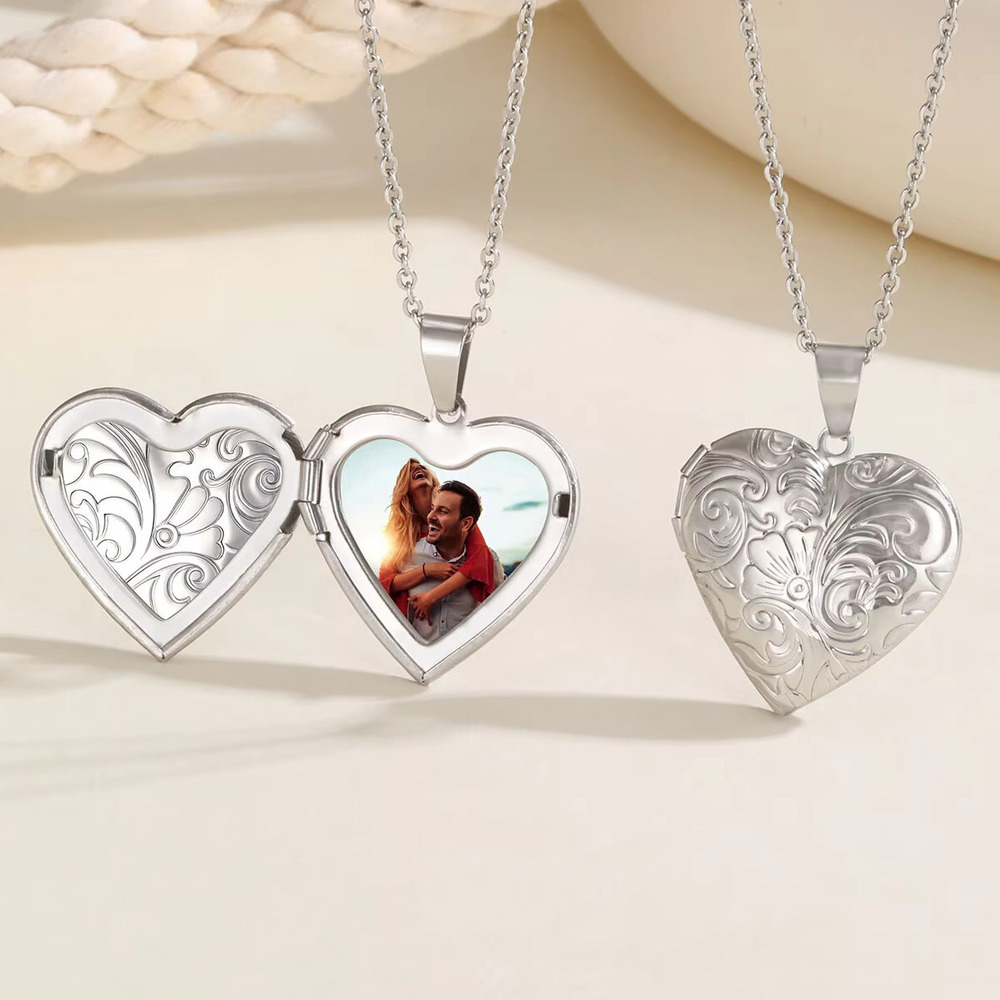 Vnox delicado coração fotos pi - Heart Locket Necklace Photo avaliação e preço