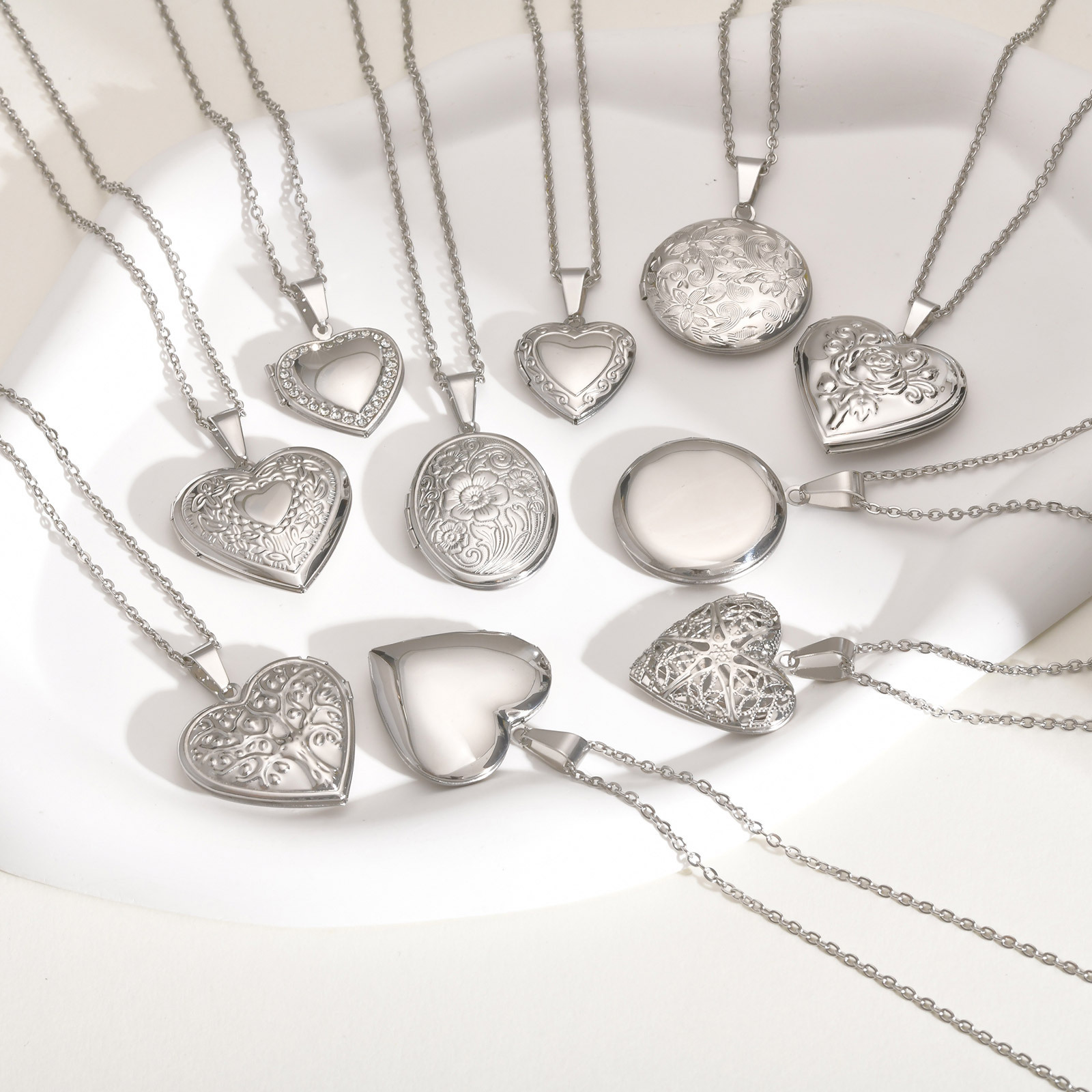 Vnox delicado coração fotos pi - Heart Locket Necklace Photo avaliação e preço