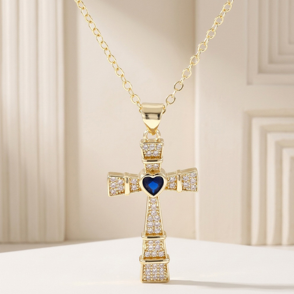 Colar Feminino da Moda com Pin - Cross Pendant Necklace Gold avaliação e preço