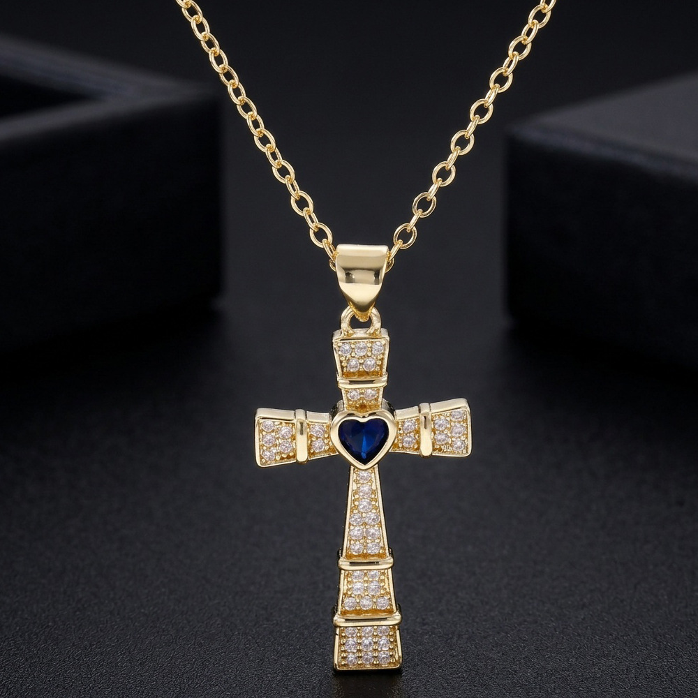 Colar Feminino da Moda com Pin - Cross Pendant Necklace Gold avaliação e preço