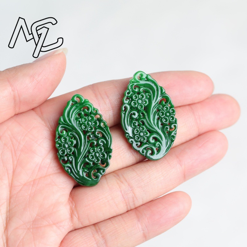 2 Peças de Jade Natural Ciano  - Earrings avaliação e preço