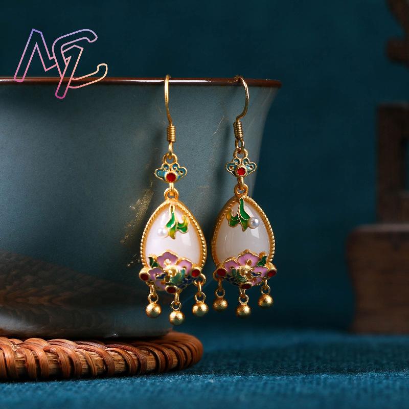 Brincos de Jade Natural em For - Earrings avaliação e preço