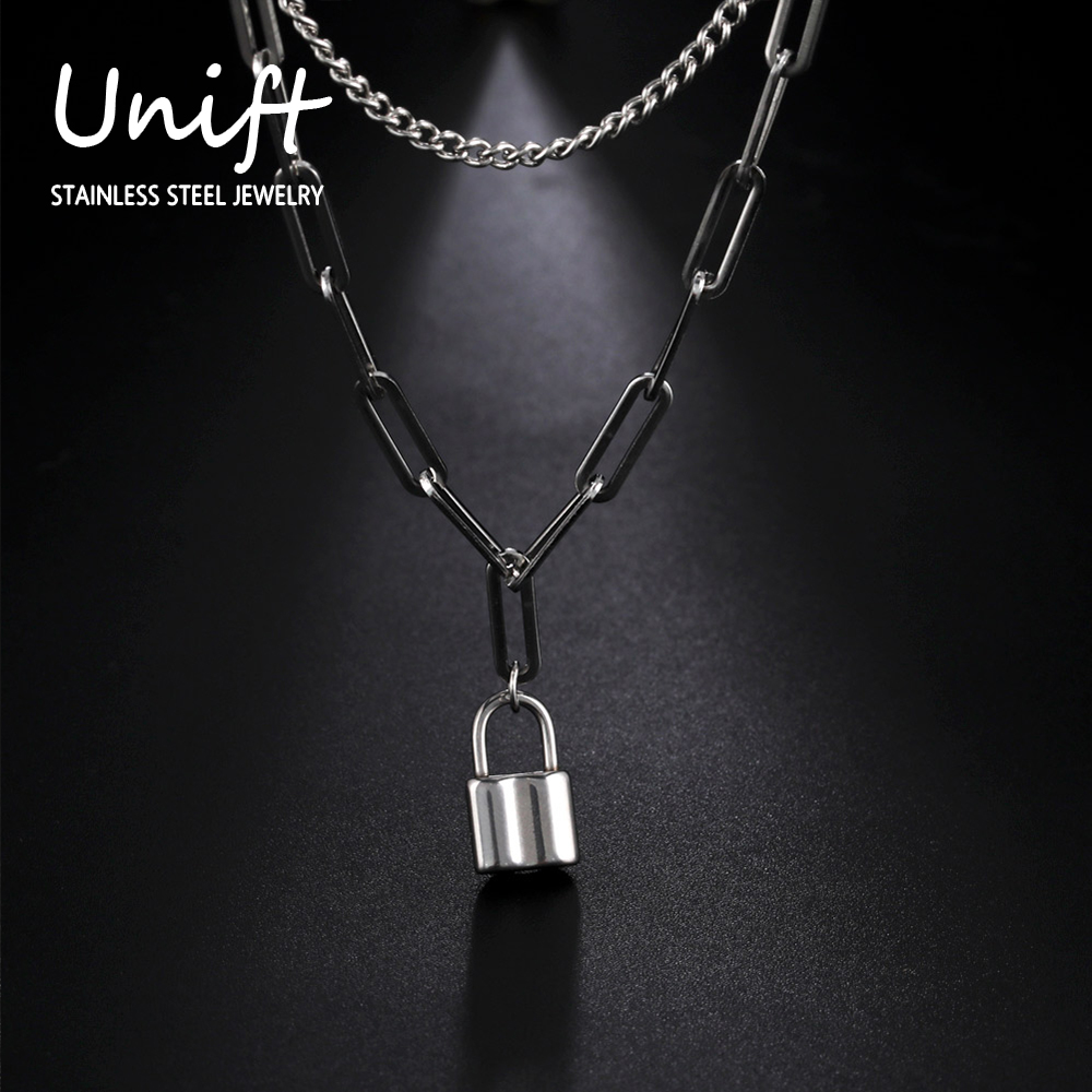 Unift Cadeado Estético Pingent - Layered Pendant Necklace Aesthetic avaliação e preço