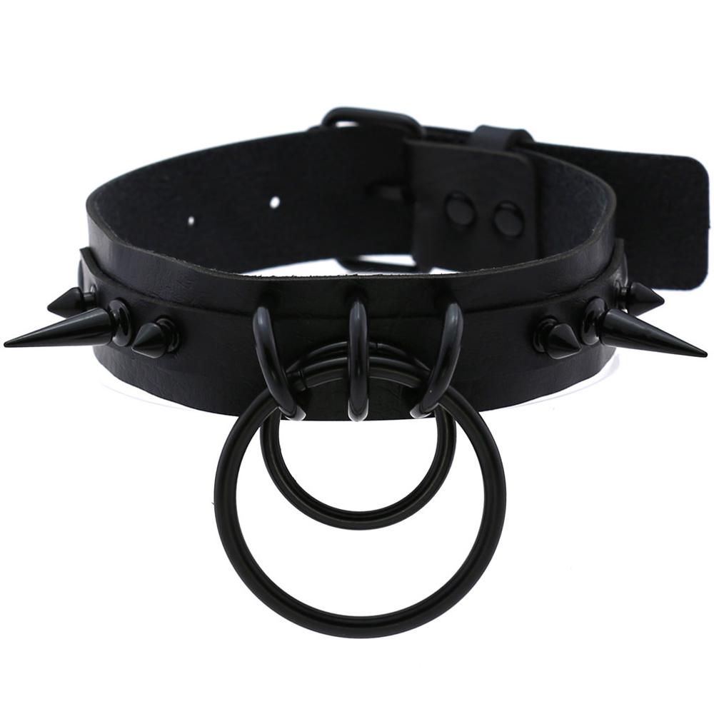Gargantilha de couro preto cra - Goth Punk Spike Choker avaliação e preço