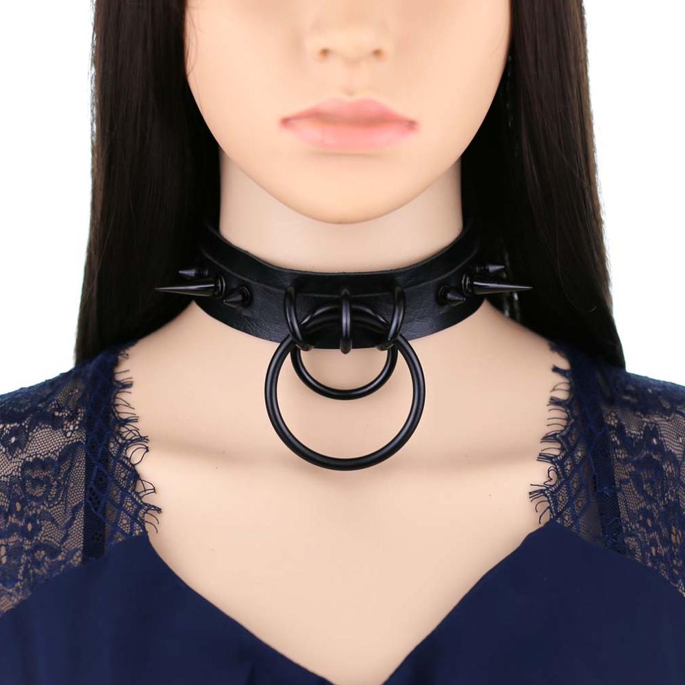 Gargantilha de couro preto cra - Goth Punk Spike Choker avaliação e preço