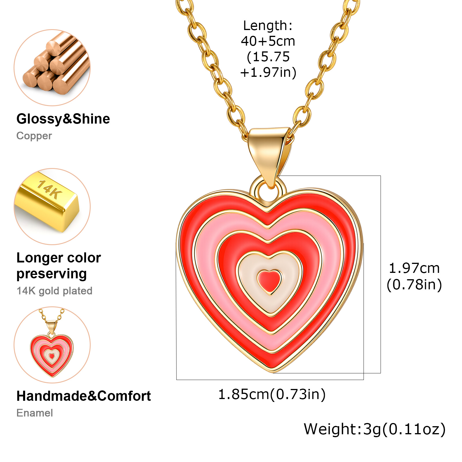 Colar com Pingente de Coração  - Layered Pendant Necklace Aesthetic avaliação e preço