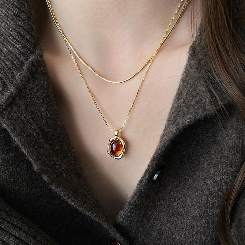 Moda vintage dupla camada natu - Layered Pendant Necklace Aesthetic avaliação e preço