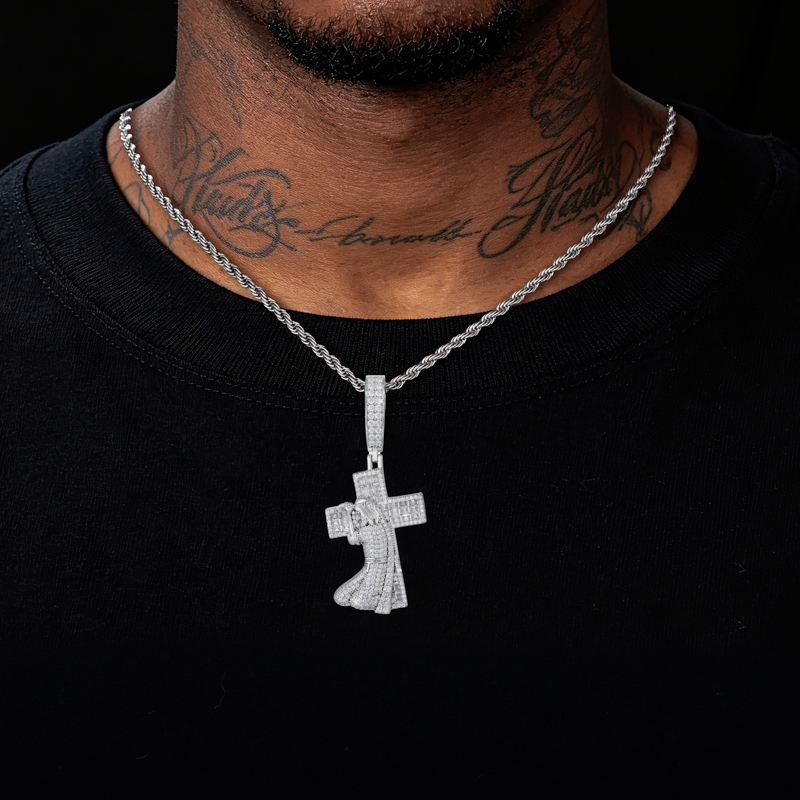 Pingente TUHE New Jesus Cross  - 925 Sterling Silver Chain Necklace Men avaliação e preço