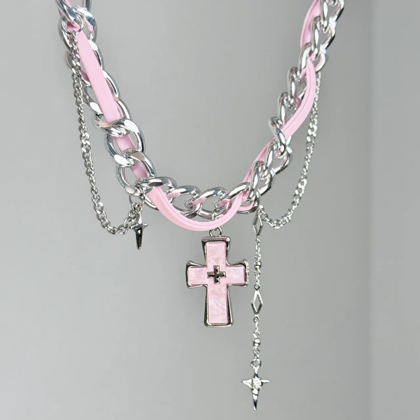 Colar Choker com Pingente Cruz - Layered Pendant Necklace Aesthetic avaliação e preço