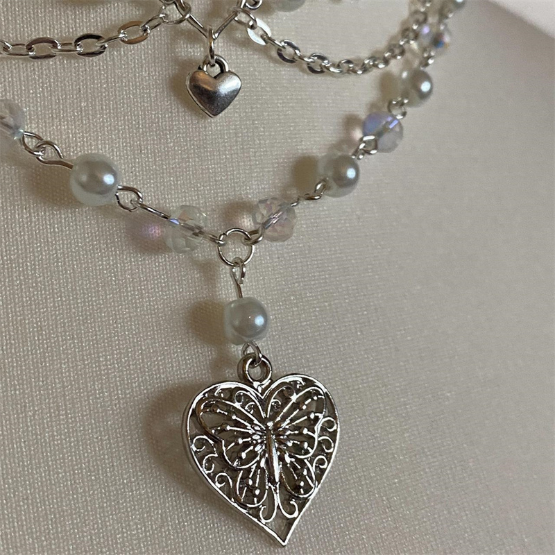 Borboleta coração pérolas cola - Pearl Choker Necklace Vintage avaliação e preço